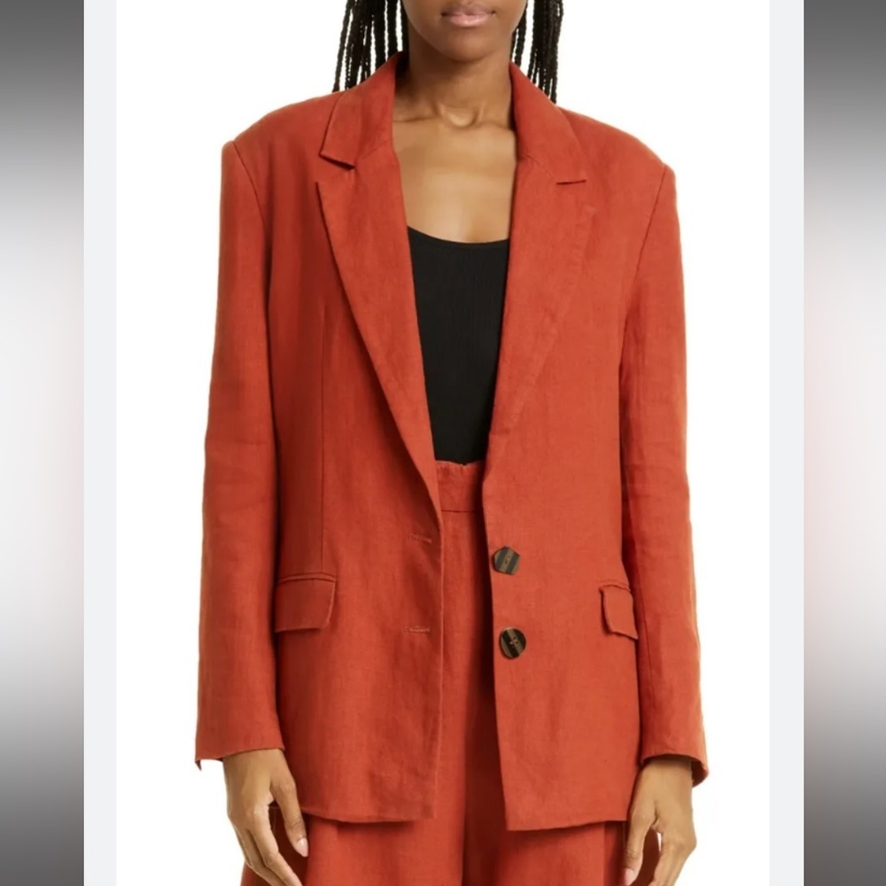 FARM Rio Rust Orange Linen Blazer - Picture 2 of 12